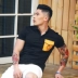 Mùa hè 2018 mới màu tương phản túi hoop áo polo ngắn tay nam Slim cotton co giãn POLO thể dục nam áo nam Polo