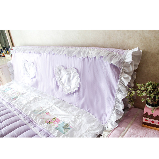 (Innocent Love) The matching bedside cover is quilted and inlaid with hearts ~ the sky blue plaid is 100% shot in kind