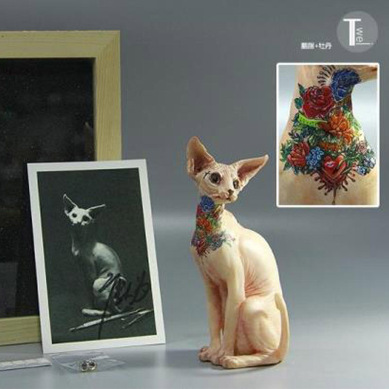 TTwei original sculpture GK Sphinx cat (eye-changing)painting painted tattoo custom display