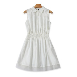 Lapel sleeveless dress Summer ແອວໃຫມ່ A-line ເສື້ອ dress ຂອງແມ່ຍິງກາງ, ສິ້ນການຄ້າຕ່າງປະເທດ 24384