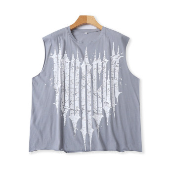 ການຄ້າຕ່າງປະເທດຄໍມົນພິມ sleeveless ເສື້ອທີເຊີດ summer ໃຫມ່ຄົນອັບເດດ: ຜູ້ຊາຍແລະແມ່ຍິງ slim ວ່າງຝ້າຍ waistcoat ເທິງ 24072