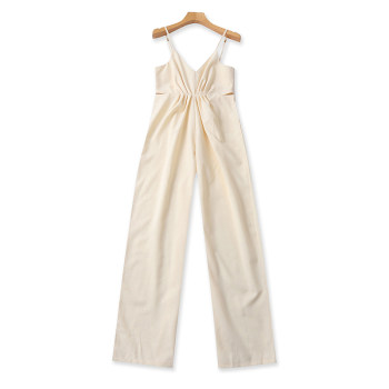 Temperament suspender jumpsuit spring and summer new backless slimming women's sweet-leg wide-leg pants fashion jumpsuit 08212