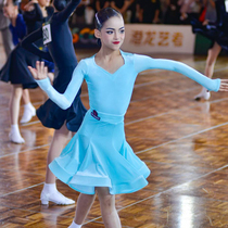 Star Dance Uniform Latin Dance Regulation Uniform Competition Uniform Girls Split Smooth Velvet Fabric Shows White Noble Temperament