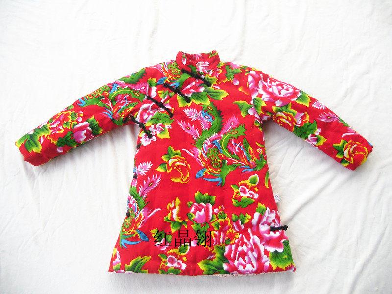 Hongjing Ling* original large flower cloth ethnic style children's large-sided cheongsam style handmade cotton jacket winter clothes can be customized