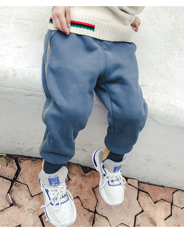 Quần bé trai mùa đông quần áo trẻ em nam quần cotton dày trẻ em cộng với quần nhung thường mùa đông quần thể thao trẻ em mùa đông quần áo trẻ em 10 tuổi