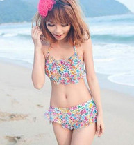 Special promotion YMS swimsuit floral ruffled gauze skirt bikini swimsuit women 1109