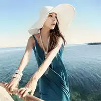 Sanya wind fashion sweet color foldable sunshade beach hat Straw Hat sun big line hat