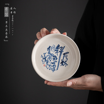 Retro hand-painted blue and white pot inheriting Japanese-style kung fu tea set ceramic grass and wood gray glaze dry bubble tray tray tea small tea table