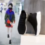 Giày dệt kim nữ mùa thu và mùa đông co giãn cộng với giày chạy nhung 18 mùa thu và mùa đông phiên bản mới của Hàn Quốc giày cao cổ nữ