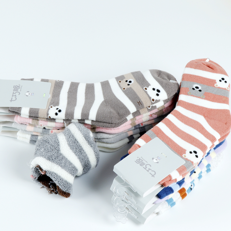 Vớ trẻ em Tangram mùa xuân và mùa thu và mùa đông vớ cotton dày cho bé trai và bé gái 2-3-5-7-9 tuổi vớ dài cho bé gái