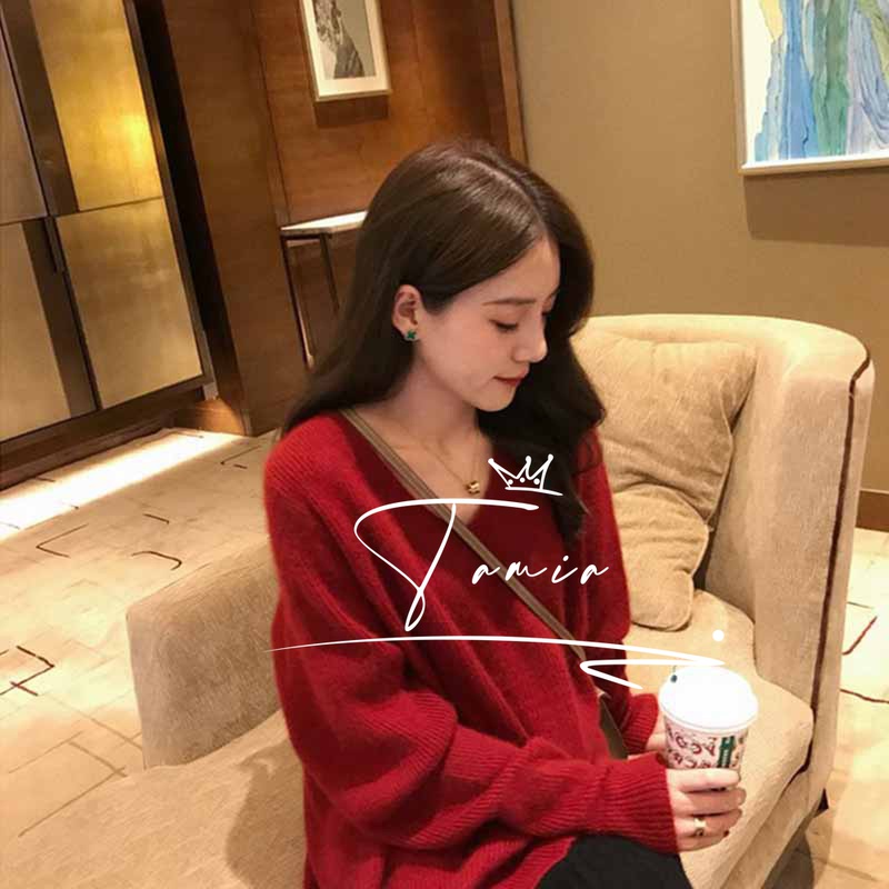 sandro aswama fur V collar fur coat exploits women's clothing 2022 spring new little sub-polo-knitted sweatshirt