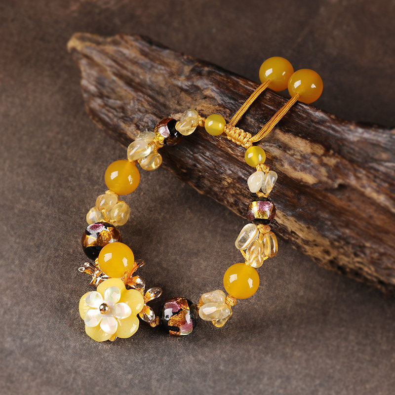 Ancient Wind China Wind Manau Handmade Yellow Water Crystal Classical Handmaid's Son Son Ensemble Retro National Wind Decorations