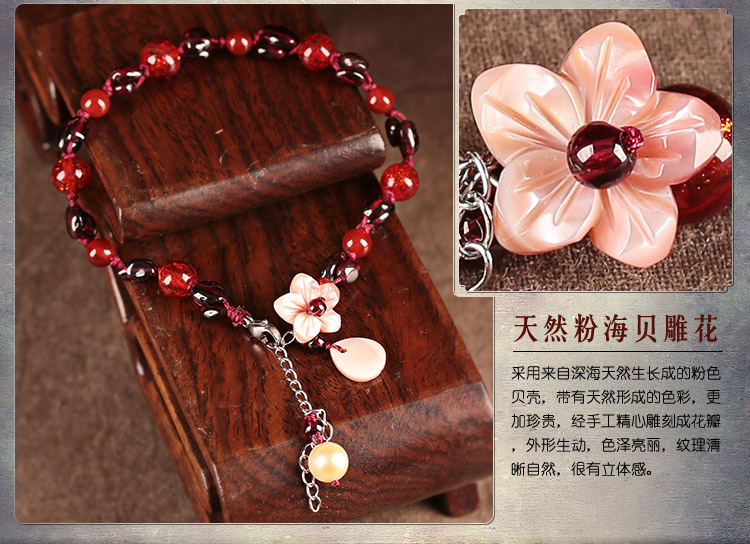 Phong cách cổ xưa garnet dây đỏ Trung Quốc vòng chân gió nữ đơn giản Hàn Quốc chuỗi chân mùa hè retro chân tốt đồ trang sức lắc chân vàng