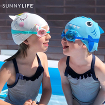 sunnylife children swimming goggles boys and girls HD waterproof anti fog baby swimming diving glasses silicone swimming cap