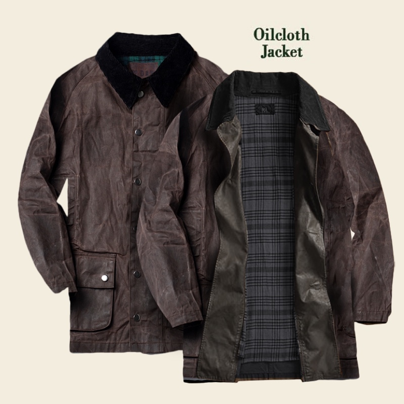 Absolutely Not a Barber-Style American Retro Brown Waxed Trench Coat, Corduroy Collar British-Style Men's Mid-Length Jacket Absolutely Not a Barber-Style American Retro Brown Waxed Trench Coat, Corduroy Collar British-Style Men's Mid-Length Jacket