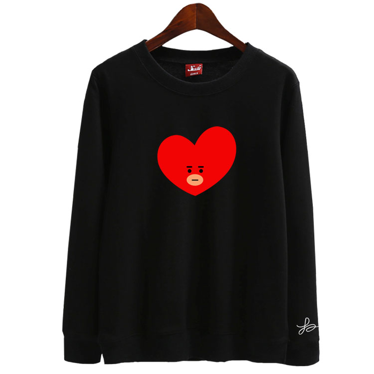 BTS Bulletproof Youth League BT21 Công viên Ji-soo Kim Tae-Heng Tian-Yi Guo với phim hoạt hình vòng cổ áo thun áo len áo măng tô nữ
