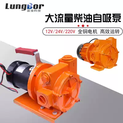 12 24V DC extra large flow oil pump PU car oil pump High-power portable oil pump Self-priming pumping machine Diesel