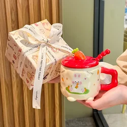 마음을 사로 잡는 생일 선물 귀여운 당근 토끼 토끼 세라믹 머그잔 가장 친한 친구 자매 기념품 선물