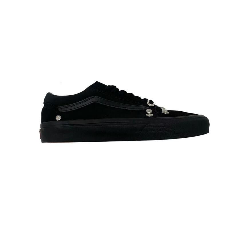 Incoh Remake Black Suede Rivet Cross Old Skool Suede Canvas Sneakers