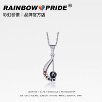 RainbowPride Rainbow Pride Stainless Steel LGBT Jewelry Set with Black Necklace Same Sex Pendant Harp Pendant