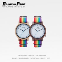 Rainbow Pride Rainbow Pride gay retro LGBT couple fashion watch wooden watch