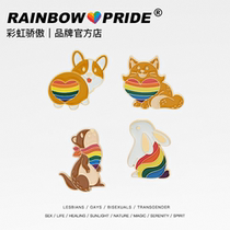 RainbowPride Anti-light cartoon rainbow LGBT badge Same-sex couple jewelry accessories Alloy paint Hoon
