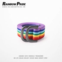 RainbowPride rainbow belt sports outdoor nylon canvas men and women belt LGBT1 m 1ins Korean version