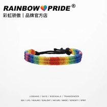 rainbowpride original six color rainbow woven hand rope les same sex jewelry couple bracelet lucky necklace