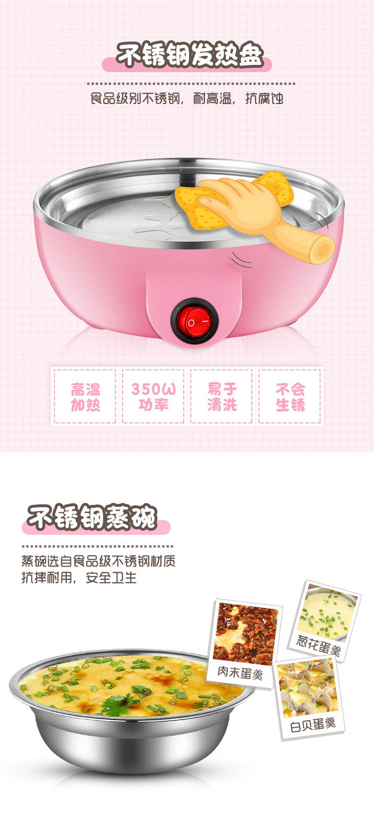 Fugui gấu hộ gia đình ba lớp đa năng nồi trứng tự động tắt máy hấp trứng mini bé ăn sáng - Nồi trứng nồi nấu xôi mini