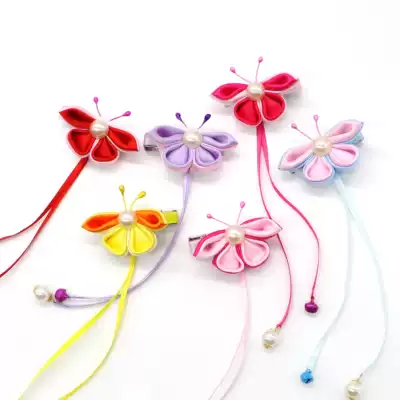 Girl hairclip Chinese style small butterfly ribbon Bell Jewelry handmade hair accessories Girl Costume Photo Photo Photo clip