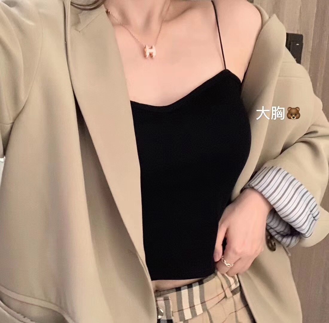 Oil painting girl threaded cotton small sling wrapped chest vest female with chest pad bottoming beautiful back all-match soft waxy tube top underwear