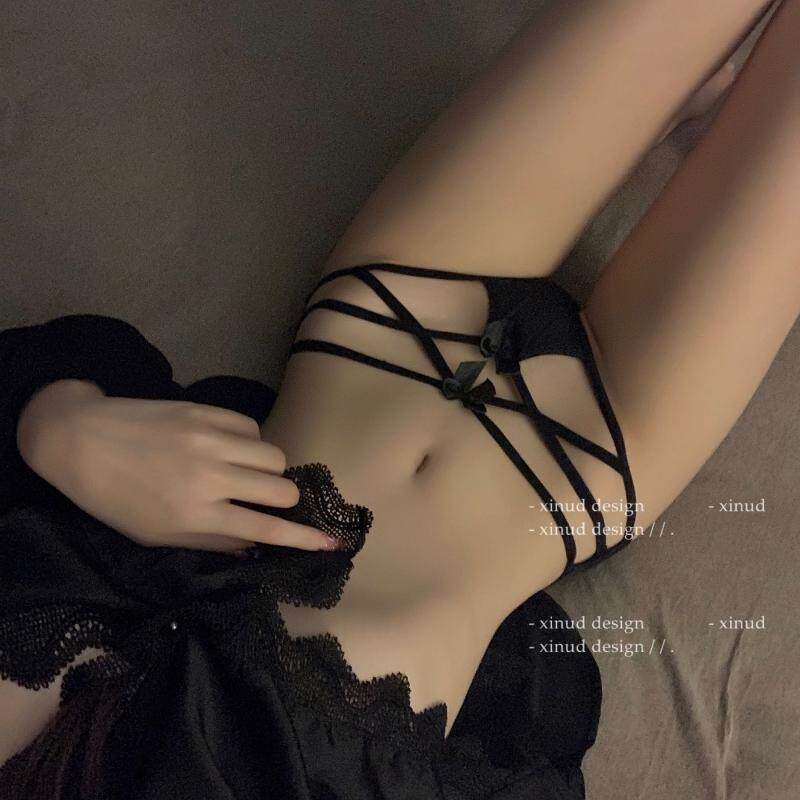 Japanese sexy stunner ice silk mesh panties women's low waist transparent temptation lace light cotton crotch seamless briefs