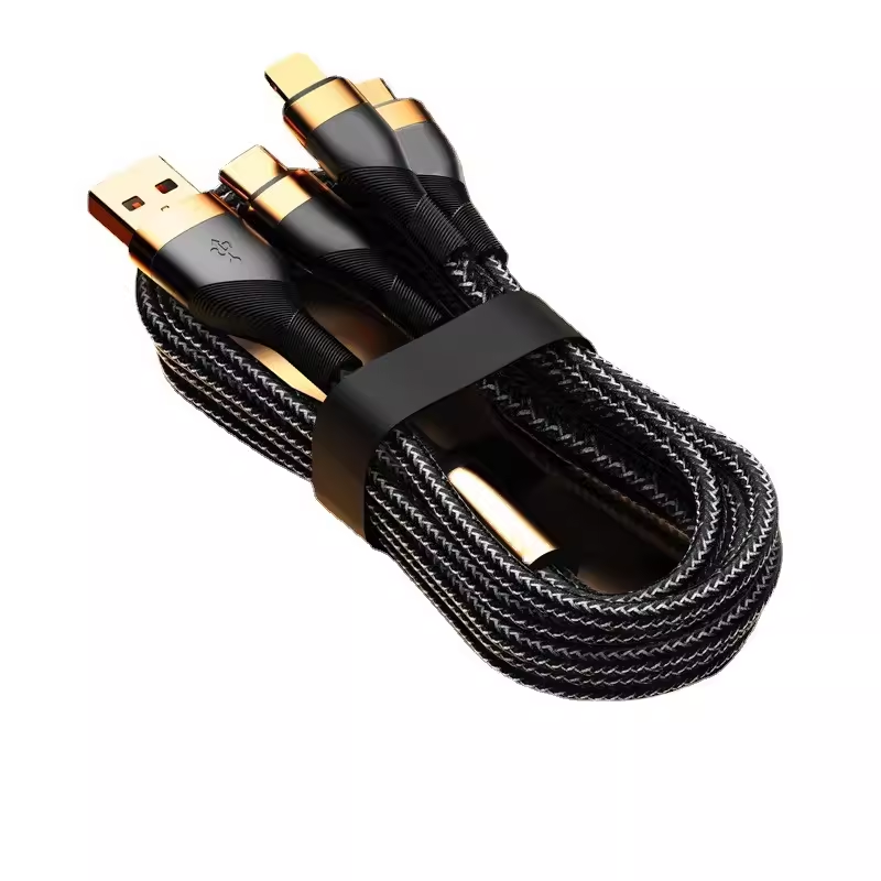 Super Fast Charging 8800W Charging Cable, One-To-Three USB Car Data Cable Charger, 6A Charging Suitable for Apple, Huawei, Honor, Samsung, Multi-Head 3-in-1 Multifunctional Power Bank Plug