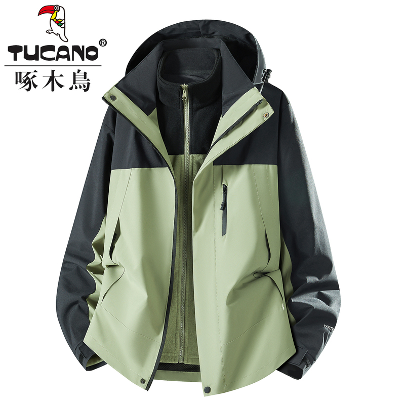 Authentic Woodpecker Jacket for Men and Women, Spring, Autumn, and Winter, High-End, Super Stylish, 3-in-1 Outdoor Windproof Mountaineering Coat