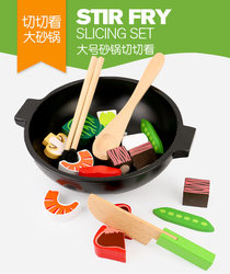 Wood -made simulation of domestic vegetable hot pot casserole kitchen toy toys sushi platter children's baby