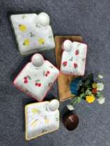 Net Red Day Style Hand-painted Ceramic Dumplings Tray With Vinegar Dish Home Square Divided Tray Sushi Friar Fruit Divider Pan