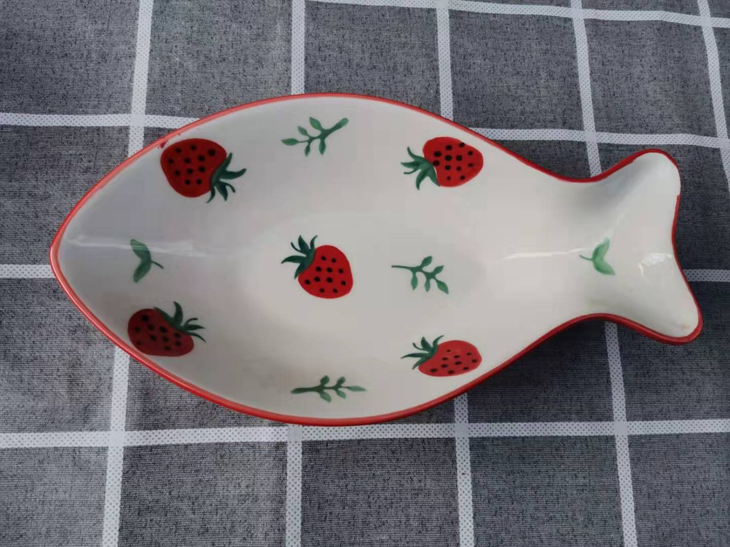 Net red cute strawberry tableware ceramic bowl plate baking plate cheese baked rice plate household small fresh oven microwave bowl
