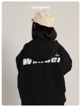 iaiammo original childrens clothing black plus velvet windproof hooded jacket casual childrens windbreaker windbreaker jacket