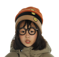 OMIOMI original design Western style multi-color bun face warm double layer cotton childrens neutral wool cap melon skin cap