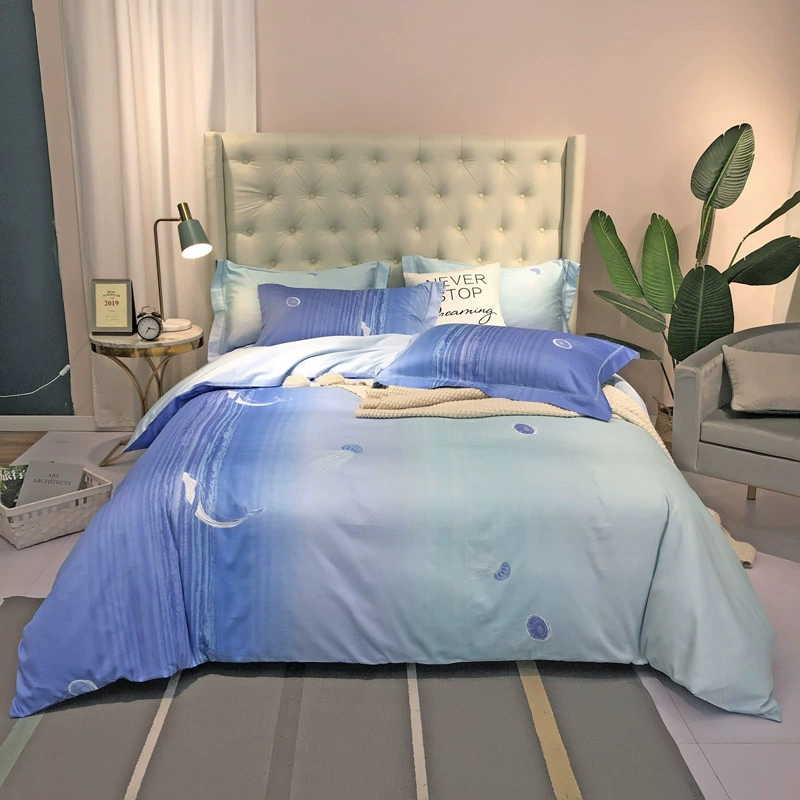 Cửa hàng mười năm tuổi [Lemon House] 50 cotton satin in bộ bốn mảnh Golden Sun-Whale Song - Bộ đồ giường bốn mảnh