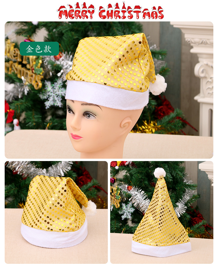 Christmas Adult Christmas Hat Sequined Christmas Decorative Cap Christmas Hat For The Elderly Party Performance Decorations Cap display picture 5