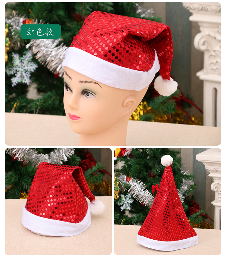 Christmas Adult Christmas Hat Sequined Christmas Decorative Cap Christmas Hat For The Elderly Party Performance Decorations Cap display picture 4