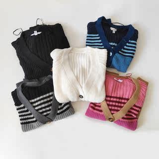 European and american autumn and winter single-breasted long-sleeved versatile knitted loose