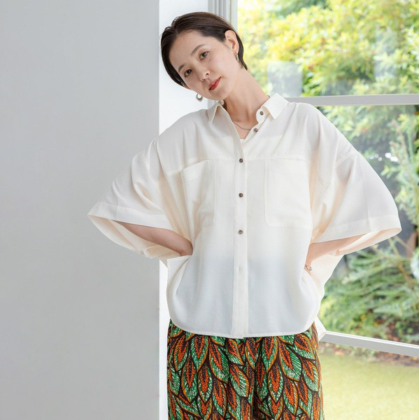 Japanese Style Summer Casual Loose Versatile Short-Sleeve Shirt Thin Jacket Top Elastic Waist Wide-Leg Pants Set for Women