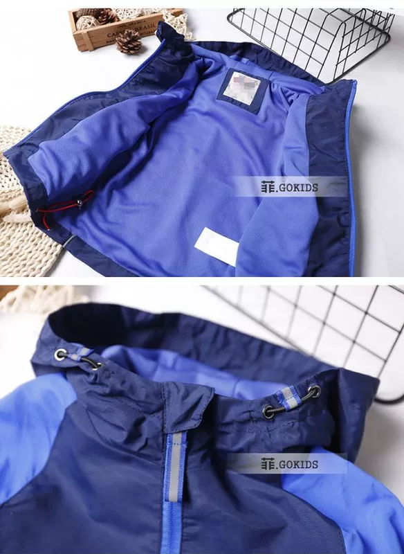 Áo khoác gió mỏng của bé trai phong cách mùa xuân và mùa thu Hàn Quốc áo khoác trẻ em trẻ em quần áo trẻ em trong áo khoác trẻ em lớn hai lớp phối màu - Áo khoác