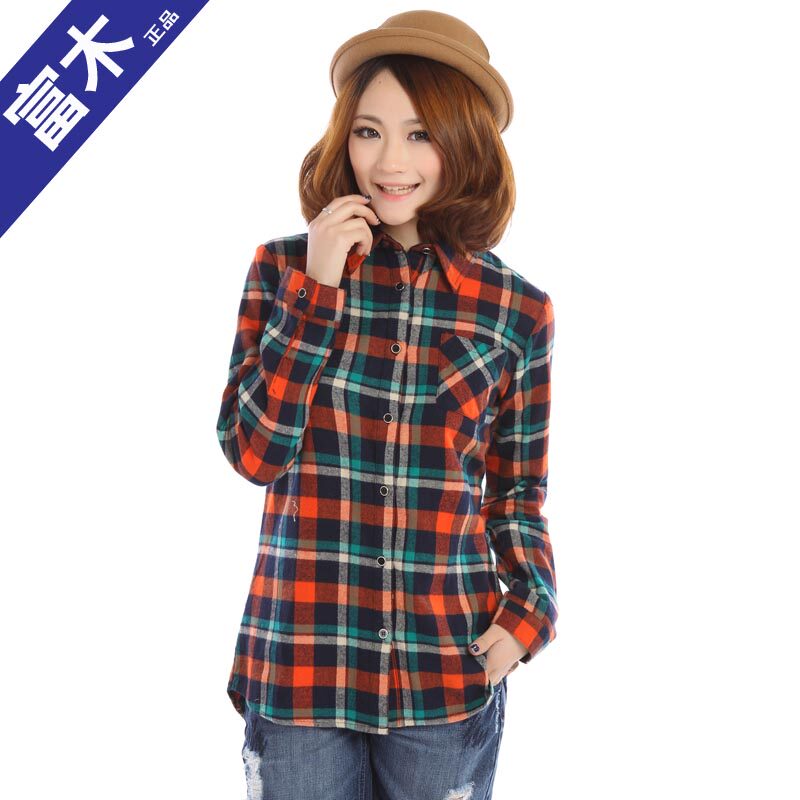 Fumu HCS - 22N pure cotton British plate shirt women's new spring and autumn leisure long sleeve slim shirt