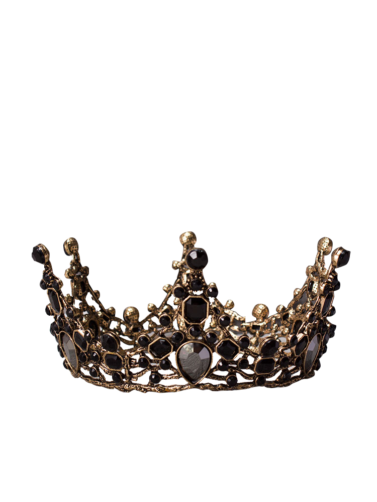 Black Queen Small Crown Children's Birthday Cake Hat Tiara Handmade Crystal Princess Decoration Ornament Net Red