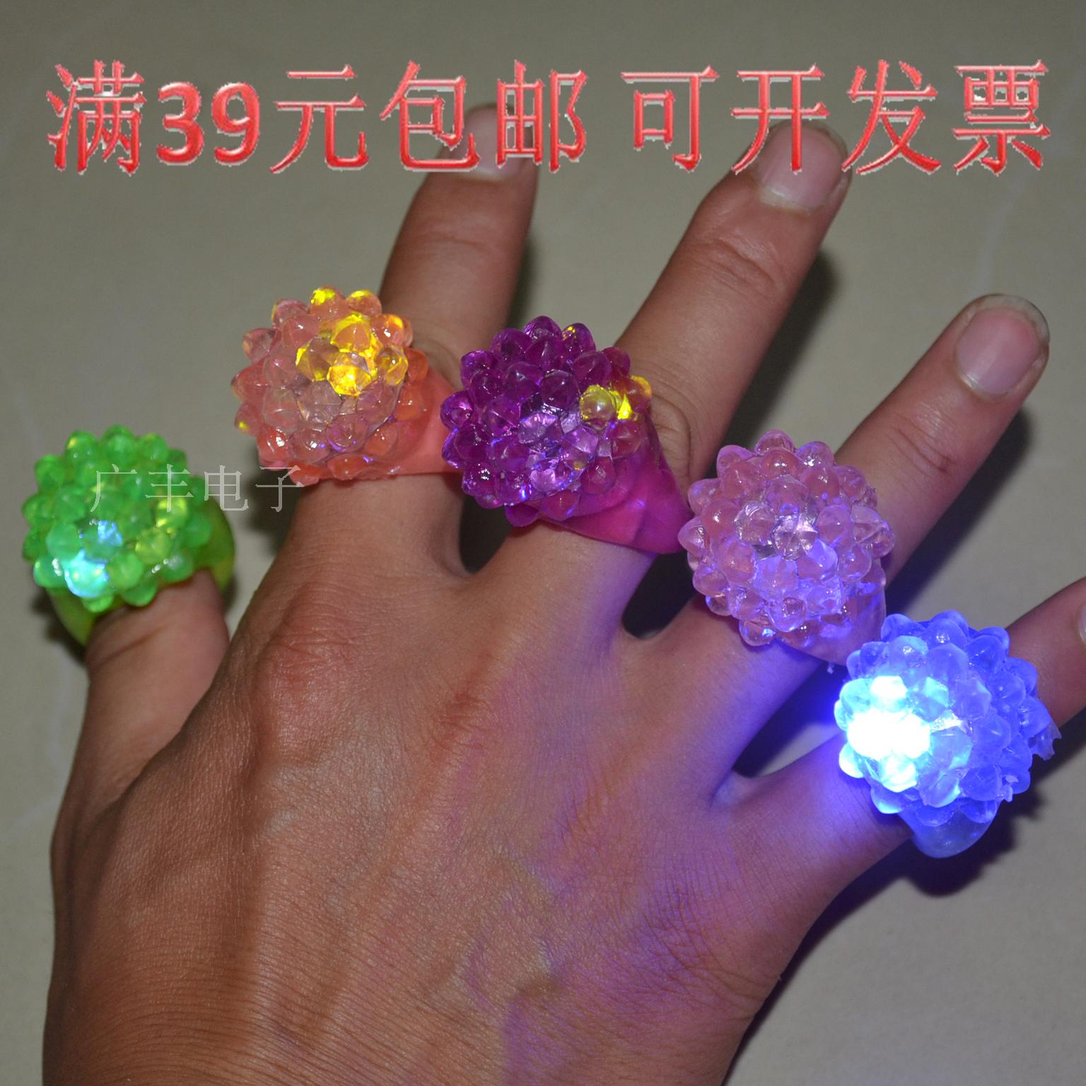 White light strawberry ring luminous ring Soft LED ring luminous ring Light flower ring Prom party supplies