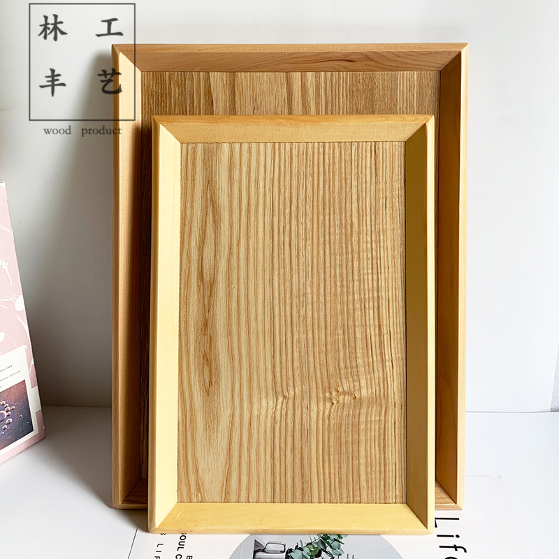Nhật Bản hình chữ nhật khay đơn giản rắn gỗ phẳng tấm tráng miệng trái cây khay trà nhà hàng bên đĩa gỗ - Tấm đũa mun