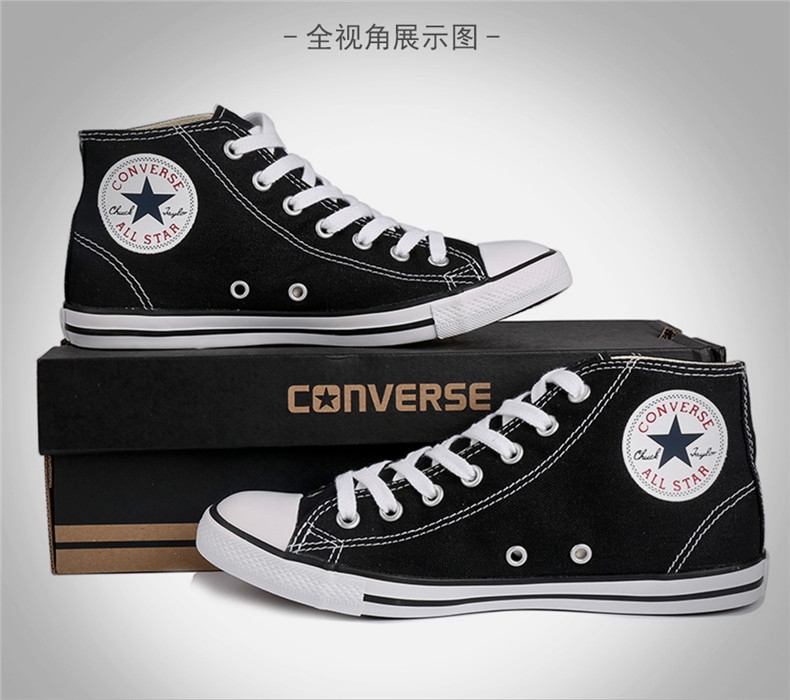 Mùa xuân 2018 Converse giữa giúp dây đeo mỏng phía dưới giày vải cổ điển nữ màu đen 537213C trắng 537216C shop giày nam nữ